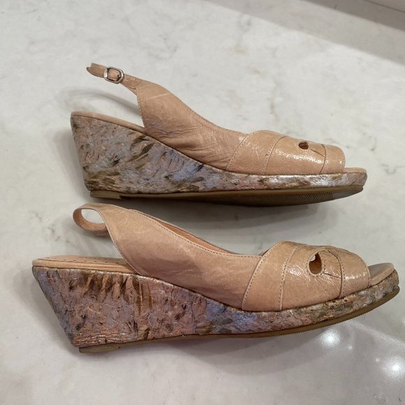 Porita, size 9, sling back women's shoes. Beige, sandal, wedge heel - Picture 11 of 11